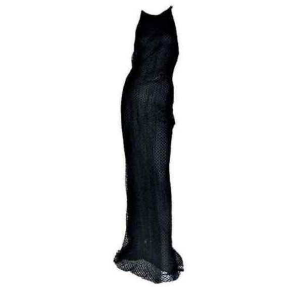 knee length dresses for ladies Fall/Winter 1996 Versace Black Satin Dress w/ Lace Overlay Deadstock  Modig